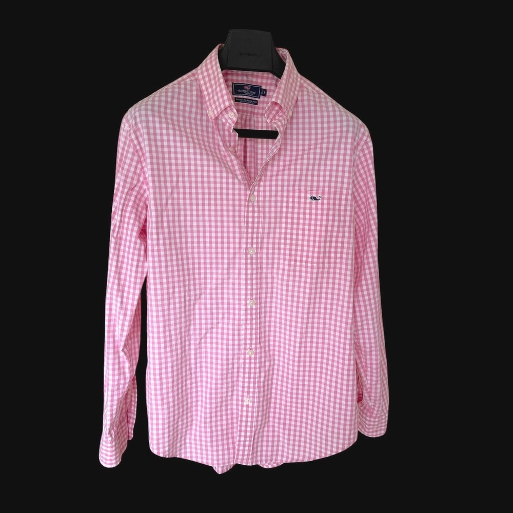 Vineyard Vines Classic Fit Tucker Shirt Med Pink Gingham Button Down